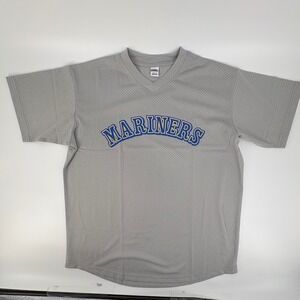 Seattle Mariners Randy Johnson 51 Baseball Jersey Mens Medium Grey Mesh V-Neck